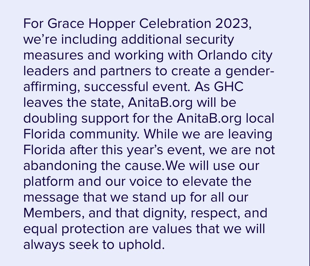 KaminskiMed's tweet photo. If your medical society leadership tell you they have to hold conferences in locations unsafe & discriminatory toward women, minorities, LGBTQ+ tell them to read this message from @BrendaDardenW - @AnitaB_org is not going to Florida!!
#Safe4All
https://t.co/fHr2n1D26L https://t.co/IVd1oq1640