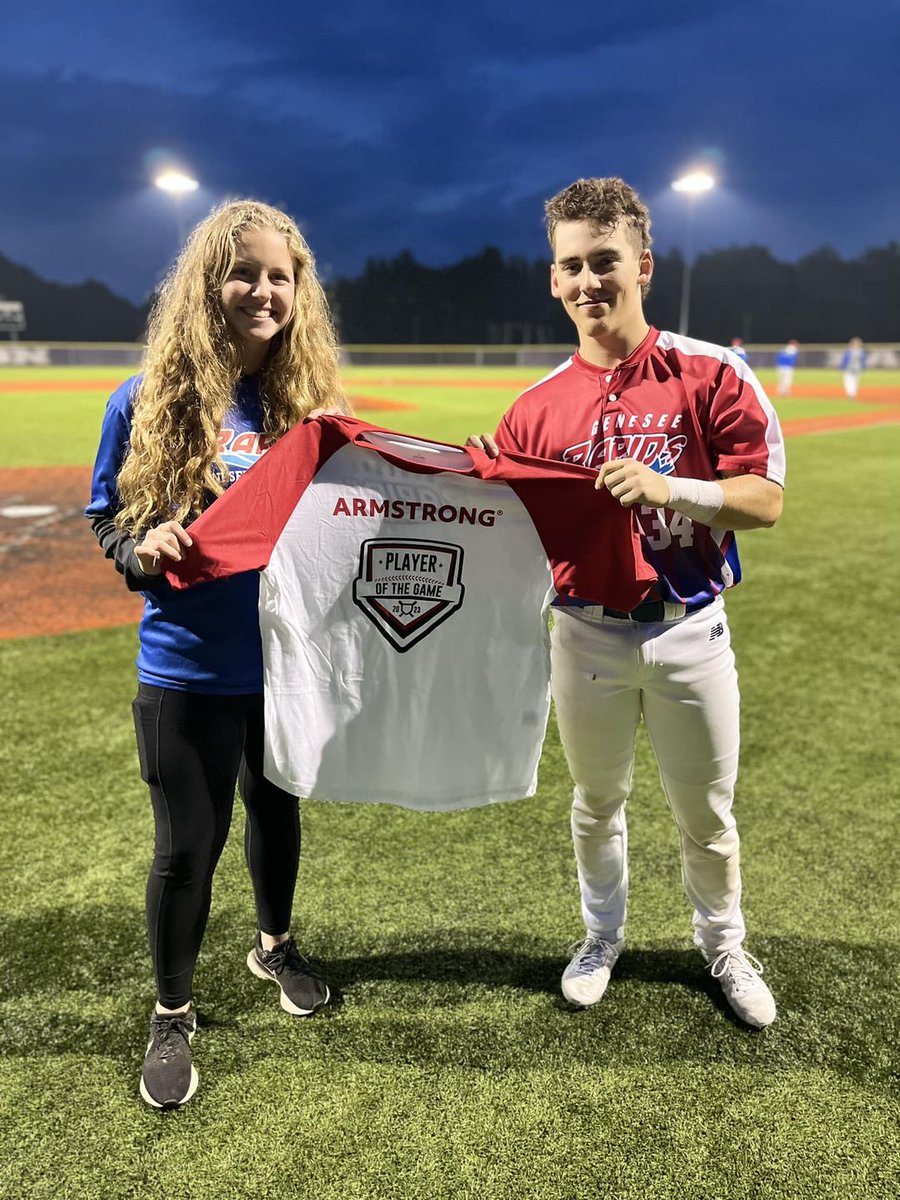 In his Rapids debut, Aidan Stern, incoming Freshman at Trinity College, went 3-4 in the Rapids 10-0 defeat of Hornell earning Armstrong Player of the Game Honors.  Stern had a 2B, scored 3 R and knocked in 3 RBI.  @BantamSports @AOFBaseball @aidan_stern @followarmstrong