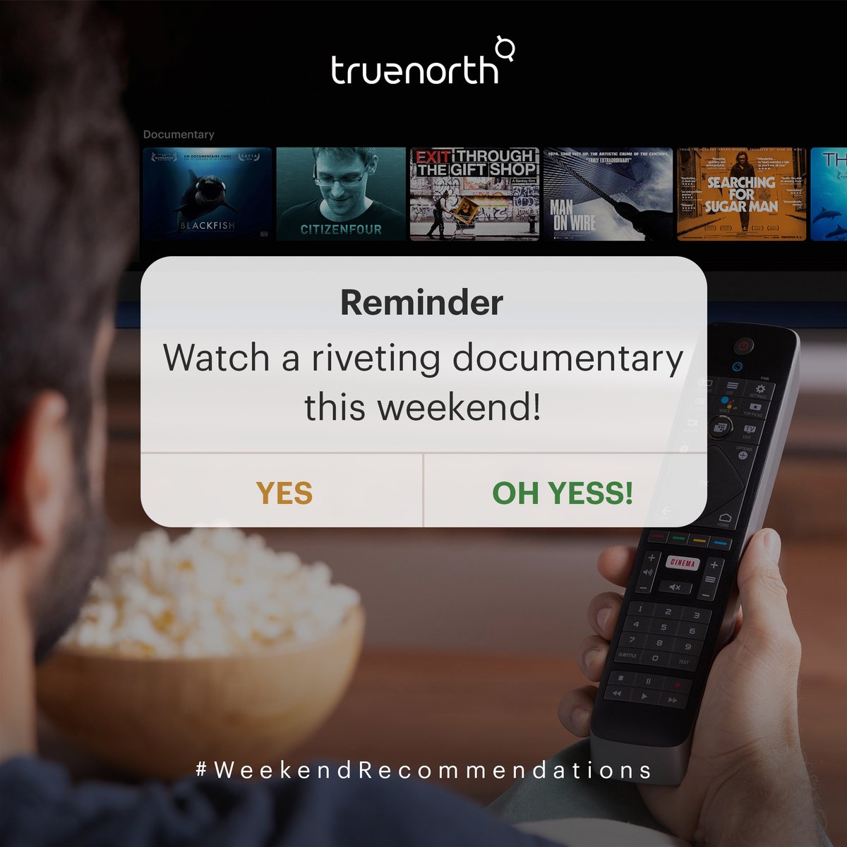 TrueNorthCo_In's tweet image. Fuel your curiosity, explore different cultures and build fresh perspectives. This weekend we recommend you to dive into the fascinating world of documentaries!

Happy Watching!

#WeekendRecommendations #TGIF #UnlearnToRelearn #Documentaries #WeekendChill