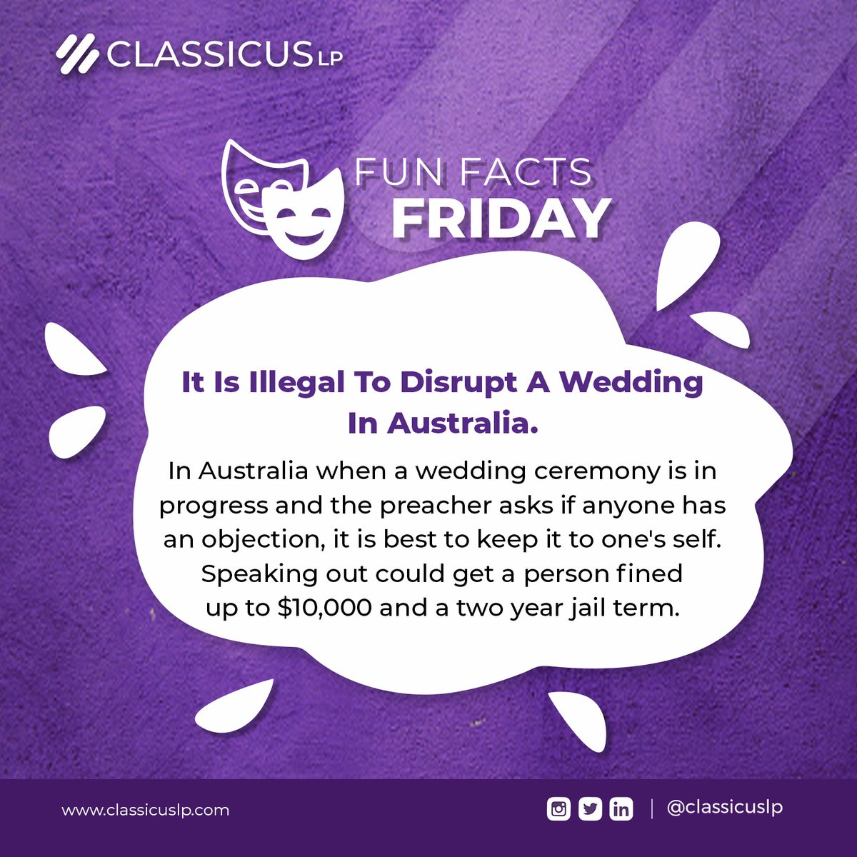 If you plan on attending a wedding in Australia, do well to take note of this fact in order to avoid being fined or jailed. #weirdrules #funfacts #weirdfriday #lawfirm #solicitor #lagosbusiness #lagoslawfirm #weekend