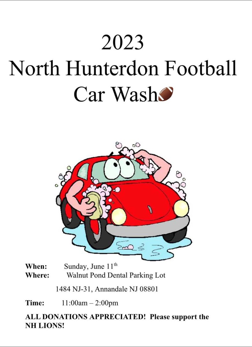 North Hunterdon HS Booster Club (@nhhsboosterclub) on Twitter photo Come support North Hunterdon Football this Sunday. It’s going to be a beautiful day. Come get your car clean. 🤟🏻🏈 <a href="/NHHS_Lions/">North Hunterdon Athletics</a> <a href="/NorthJungle/">North Jungle</a> <a href="/NHLionsFootball/">North Hunterdon HS Football</a> Come support North Hunterdon Football this Sunday. It’s going to be a beautiful day. Come get your car clean. 🤟🏻🏈 <a href="/NHHS_Lions/">North Hunterdon Athletics</a> <a href="/NorthJungle/">North Jungle</a> <a href="/NHLionsFootball/">North Hunterdon HS Football</a>