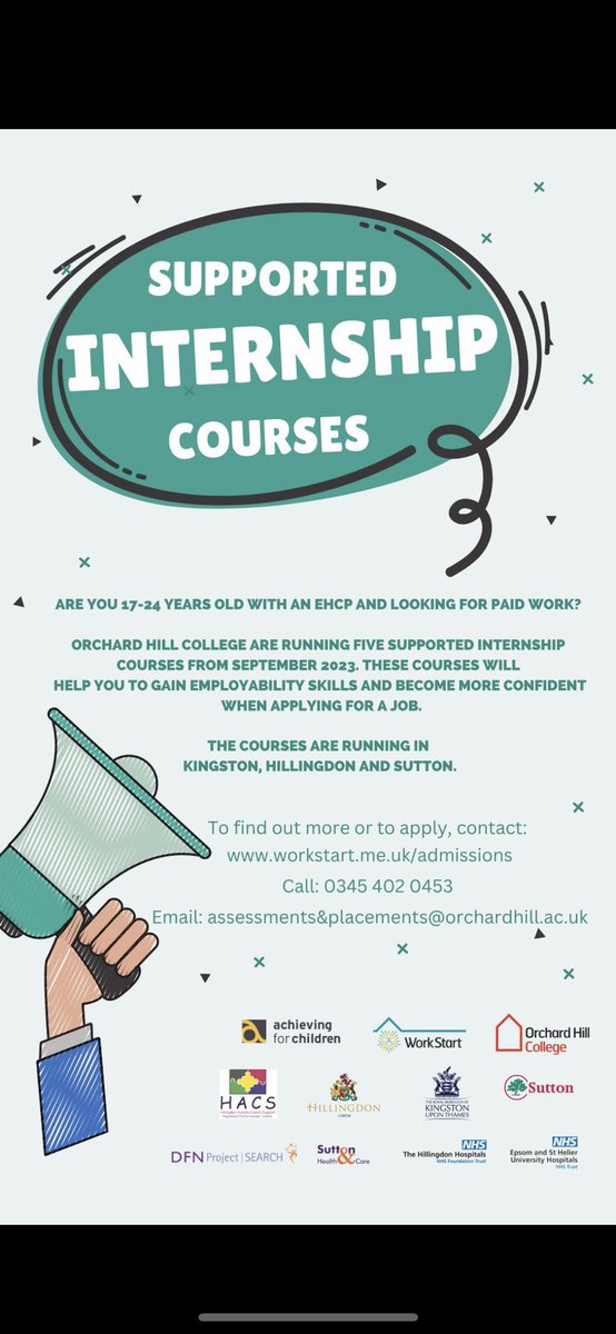 Orchard Hill College (@o_h_college) on Twitter photo Are you interested in joining a Supported Internship course? We are running courses in Sutton, Kingston and Hillingdon from September 2023 <a href="/dfnsearch/">DFN Project SEARCH HQ</a> #SupportedInternship #education #opportunities Are you interested in joining a Supported Internship course? We are running courses in Sutton, Kingston and Hillingdon from September 2023 <a href="/dfnsearch/">DFN Project SEARCH HQ</a> #SupportedInternship #education #opportunities