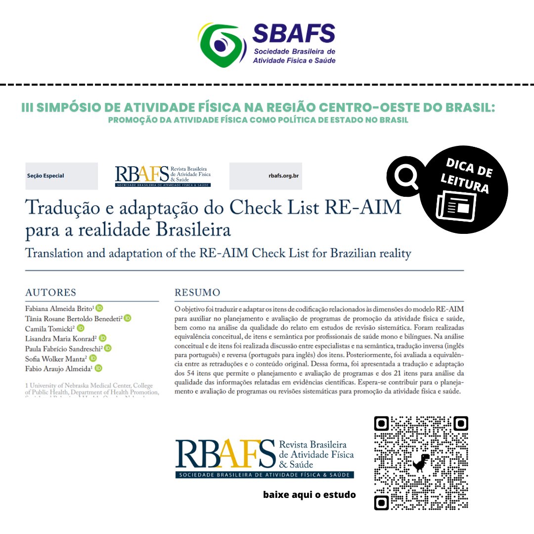📚 Indicamos hoje um estudo citado no renomado III Simpósio de Atividade Física na Região Centro-Oeste do Brasil deste ano.

📄 Publicado na Revista Brasileira de Atividade Física &amp; Saúde @rbafs_, esse artigo apresenta uma grande contribuição para a área.

⬇️ Baixe agora mesmo.