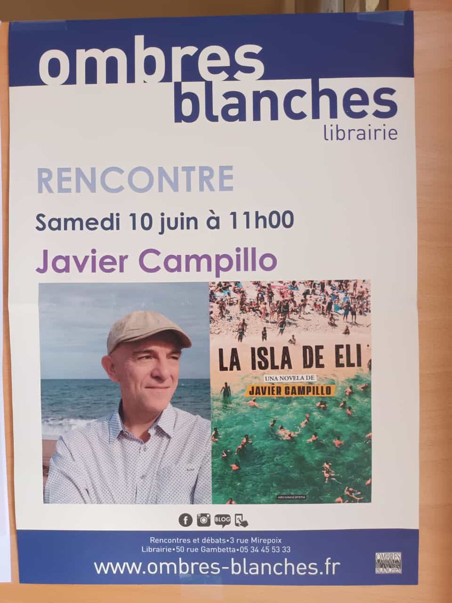Javier Campillo (@campillo) on Twitter photo C'est demain, samedi 10 juin à 11h, à la librairie Ombres blanches de #Toulouse.
Vous êtes tous invités !
ombres-blanches.fr/post/4727/javi…
@ombresblanches
<a href="/EdicionesCarena/">Ediciones Carena</a> C'est demain, samedi 10 juin à 11h, à la librairie Ombres blanches de #Toulouse.
Vous êtes tous invités !
ombres-blanches.fr/post/4727/javi…
@ombresblanches
<a href="/EdicionesCarena/">Ediciones Carena</a>