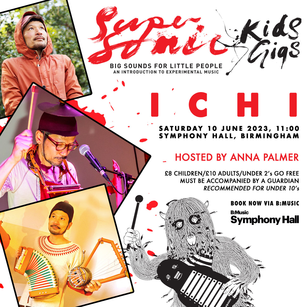 Supersonic Festival (@supersonicfest) on Twitter photo Last chance! Tomorrow's Kids Gig with the joyous inventor-come-musician <a href="/ICHIcreator/">ICHI</a> kicks off 11am at Symphony Hall 🙌 🎶
This show is very close to selling out, so get your tickets from <a href="/BMusic_Ltd/">B:Music, responsible for Symphony Hall & Town Hall</a>, and see you tomorrow for an experimental disco party: bit.ly/SSKids_ICHI Last chance! Tomorrow's Kids Gig with the joyous inventor-come-musician <a href="/ICHIcreator/">ICHI</a> kicks off 11am at Symphony Hall 🙌 🎶
This show is very close to selling out, so get your tickets from <a href="/BMusic_Ltd/">B:Music, responsible for Symphony Hall & Town Hall</a>, and see you tomorrow for an experimental disco party: bit.ly/SSKids_ICHI