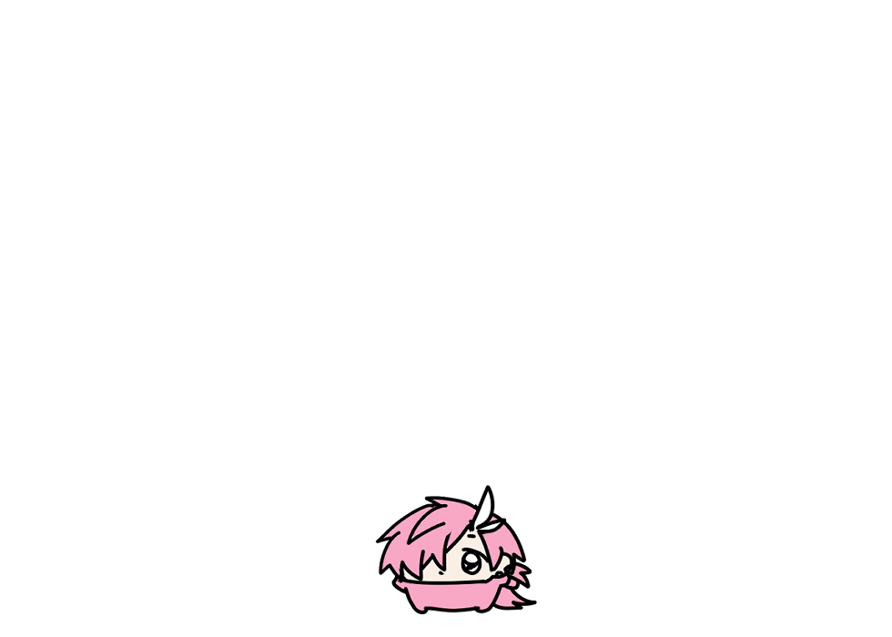 solo white background simple background pink hair chibi hair over one eye single horn  illustration images