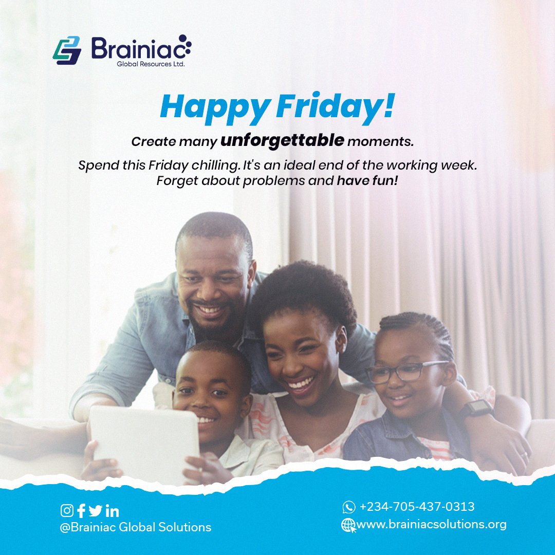 These are the things to live for.

 Do something that your future self will thank you for.

Call +234-705-437-0313 and talk to our experts

#brainiacglobalsolutions #friday #fridaymood #itconsulting #uxuidesign  #ecommerce #itconsultant  #backenddevloper #webdeveloper #webdesign