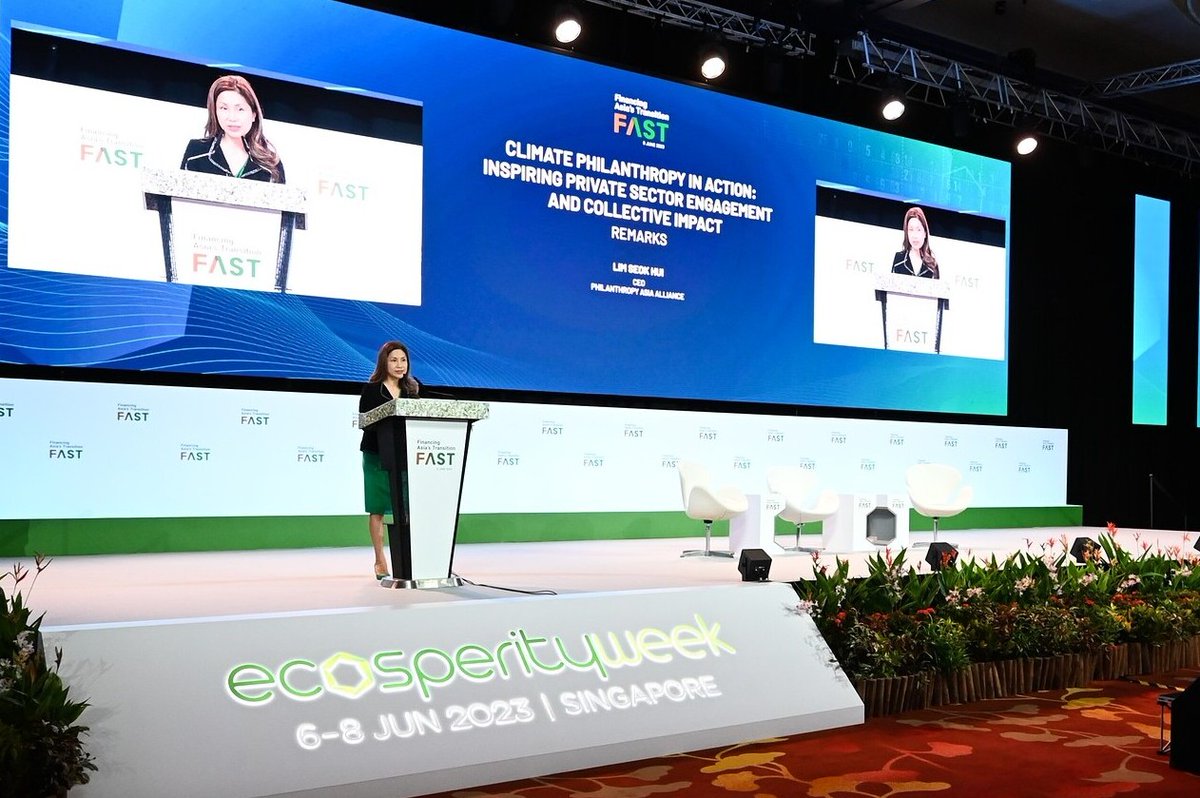 Temasek's tweet photo. Panellists at the #FASTConference on Day 3 of #Ecosperity Week 2023 spoke about how philanthropic capital can help crowd in private capital, de-risk projects and catalyse climate finance. https://t.co/qHkR5gjdWr
