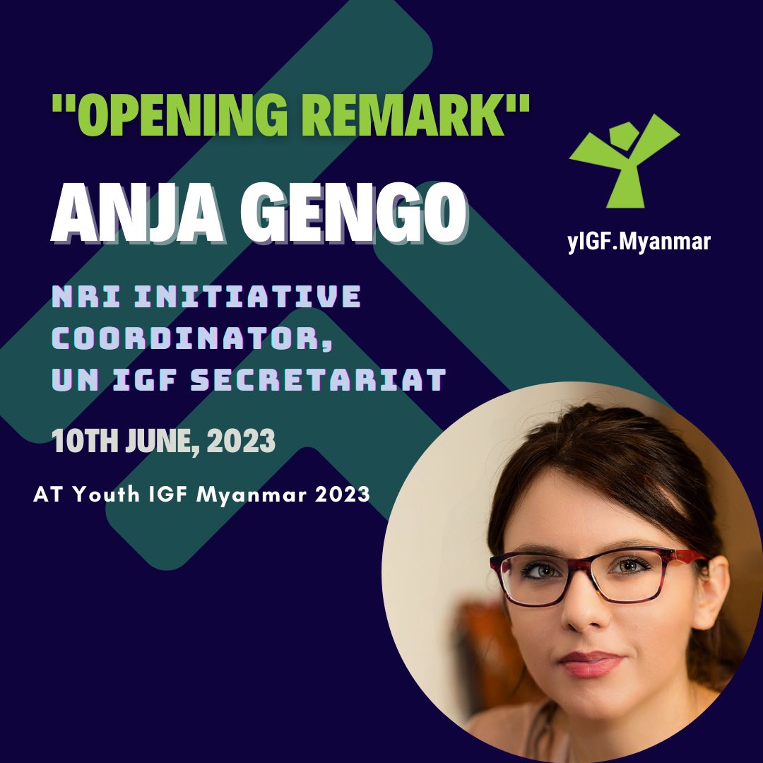 yIGF_Myanmar's tweet photo. Let’s Meet with Our Guest - @AnjaGengo for “Opening Remark Session” at Youth IGF Myanmar 2023.
#InternetGovernance #yIGFMyanmar2023 #Myanmar #YouthForum #FutureChallenge #AI #yIGFMyanmar https://t.co/XWlgUTneZp