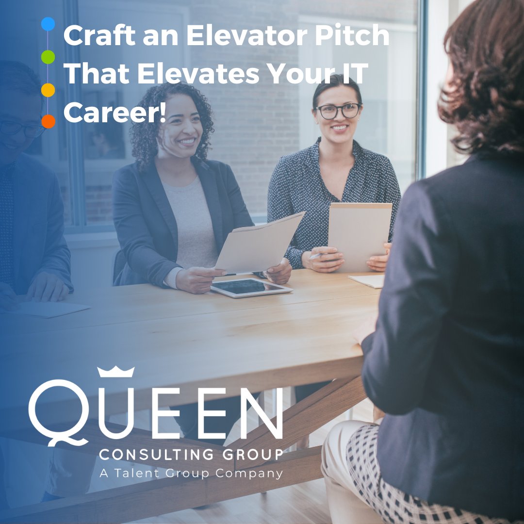 QueenConsulting's tweet photo. Are you an IT job seeker struggling to make a great first impression? Elevate your job search with a powerful elevator pitch! Read our latest blog for tips on creating an effective pitch: https://t.co/QcFVfBHiGD #ElevatorPitch #JobSearch #QueenConsultingGroup https://t.co/ZYWYOU326n