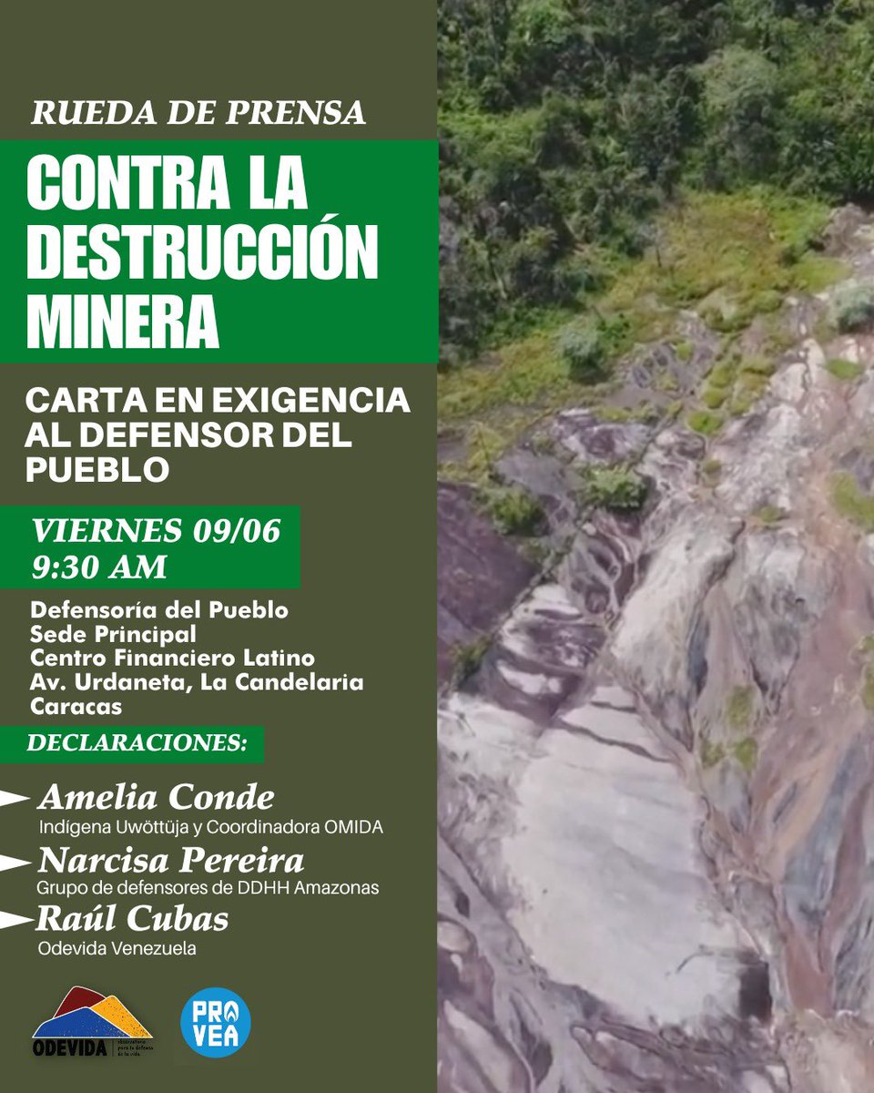Por los derechos de los pueblos indígenas y ambiente en Venezuela.

Hoy #9Jun grupo de defensores de Amazonas integrado por indígenas, activistas ambientales y de derechos humanos entregarán Carta al Defensor del Pueblo, Alfredo Ruíz.

Exigiendo acciones urgentes contra la