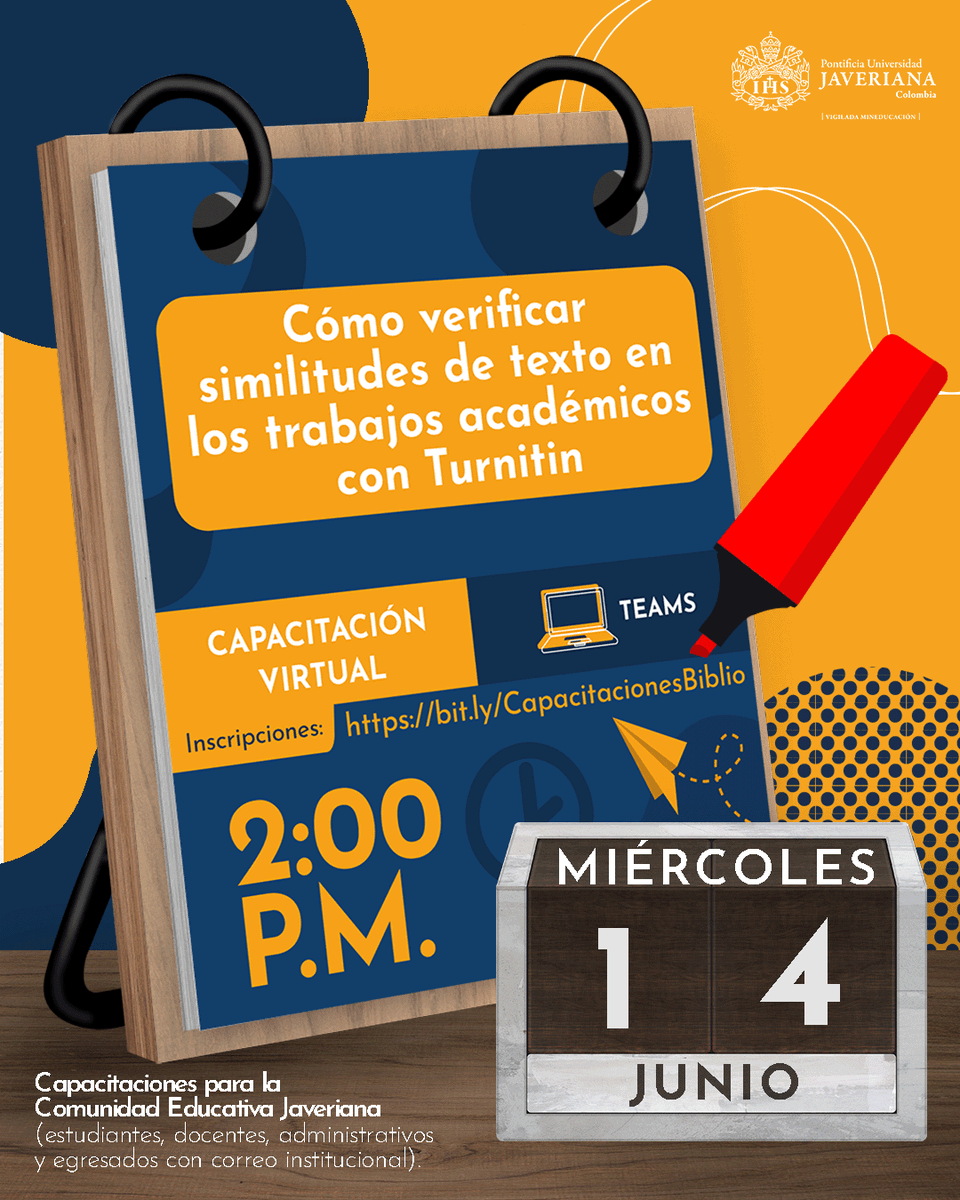 No le pongas más excusas. Agéndate en la capacitación para generar reportes de similitud de texto en Turnitin Similarity. Recuerda que puedes asistir en la mañana o en la tarde. ¡Te esperamos! bit.ly/TurnitinJun14_… bit.ly/TurnitinJun14_…