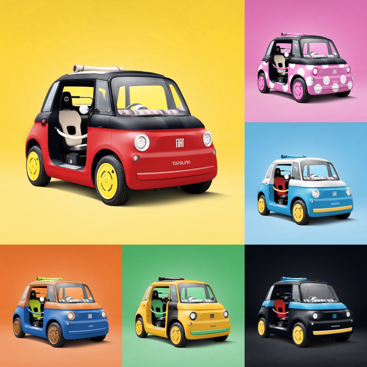 Inspired to new Fiat #Topolino we’ve made six #liveries on six #Disney characters. Choose your favourite!

#GarageItalia #TheCarPlace #Livery #FiatTopolino #Fiat #Concept #Cars