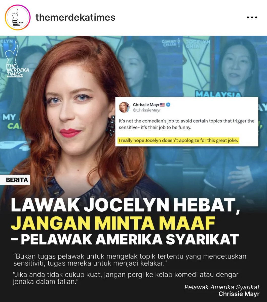 Now the Malaysians are after me for tweeting support of Jocelyn and her joke. 😂😂😂

Is the lack of a sense of humor a cultural thing? I’m honestly asking