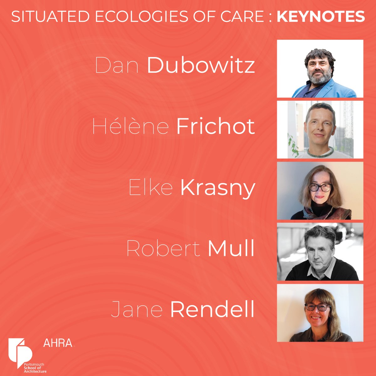 Situated Ecologies of Care (@ahra2023) on Twitter photo We have an amazing line-up of keynotes at the AHRA Conf. hosted by us at PSA
Situated Ecologies of Care ahra2023.org
<a href="/DanDubowitz/">Dan Dubowitz</a> <a href="/ElkeKrasny/">Elke Krasny</a> <a href="/helenefrichot/">Helene Frichot</a> <a href="/MullRobert/">Robert Mull</a> <a href="/ajanerendell/">Jane Rendell</a> <a href="/TheMSArch/">The MSA</a> <a href="/msdsocial/">Melbourne School of Design</a> <a href="/BartlettArchUCL/">The Bartlett School of Architecture, UCL</a> <a href="/aarchdk/">ArkitektskolenAarhus</a>
<a href="/arch_port/">PSA _ Portsmouth School of Architecture</a>
<a href="/UniPortCCI/">Faculty of CCI, UoP</a>
<a href="/ArchHumanities/">Architectural Humanities Research Association</a> We have an amazing line-up of keynotes at the AHRA Conf. hosted by us at PSA
Situated Ecologies of Care ahra2023.org
<a href="/DanDubowitz/">Dan Dubowitz</a> <a href="/ElkeKrasny/">Elke Krasny</a> <a href="/helenefrichot/">Helene Frichot</a> <a href="/MullRobert/">Robert Mull</a> <a href="/ajanerendell/">Jane Rendell</a> <a href="/TheMSArch/">The MSA</a> <a href="/msdsocial/">Melbourne School of Design</a> <a href="/BartlettArchUCL/">The Bartlett School of Architecture, UCL</a> <a href="/aarchdk/">ArkitektskolenAarhus</a>
<a href="/arch_port/">PSA _ Portsmouth School of Architecture</a>
<a href="/UniPortCCI/">Faculty of CCI, UoP</a>
<a href="/ArchHumanities/">Architectural Humanities Research Association</a>