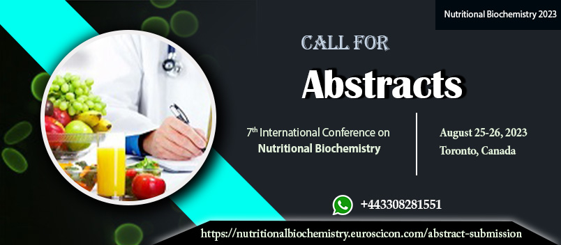 Join us at the 7th International Conference on #Nutritional #Biochemistry scheduled for August 25–26, 2023, in #Toronto, #Canada. Nutritional Biochemistry 2023 brings a new platform to discuss and share all the advancements.

#Nutrition #Biochemistry #CellularNutrition