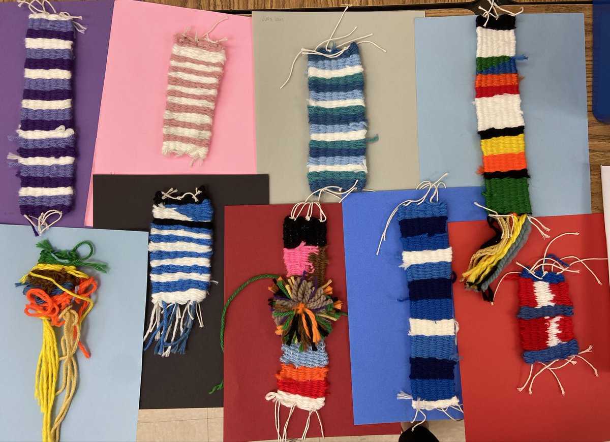 Weaving with 5th grade artists <a href="/Oakton_ES/">Oakton ES</a>. Students considered difficulty/challenge level options, planned, revised, created and reflected on their process. #weaving #ElementaryArt #textiles #revise #pattern #wecandohardthings @JoskowBridgette