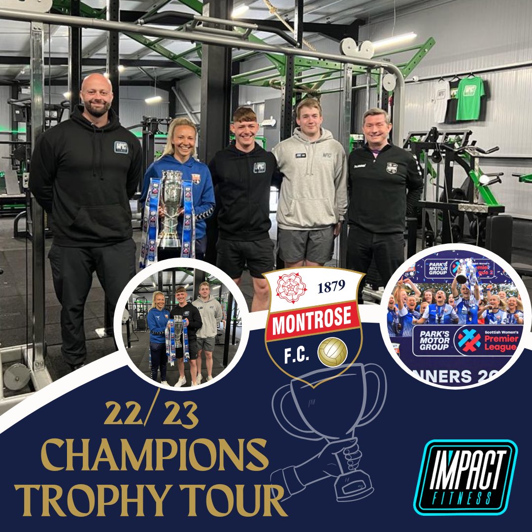 22/23 𝑪𝒉𝒂𝒎𝒑𝒊𝒐𝒏𝒔 𝑻𝒓𝒐𝒑𝒉𝒚 𝑻𝒐𝒖𝒓 🏆 

The SWPL2 trophy continued its tour today after making an appearance at our 22/23 Kit Sleeve Sponsor, IMPACT FITNESS.  

READ FULL STORY - montrosefc.co.uk/2023/06/09/22-…