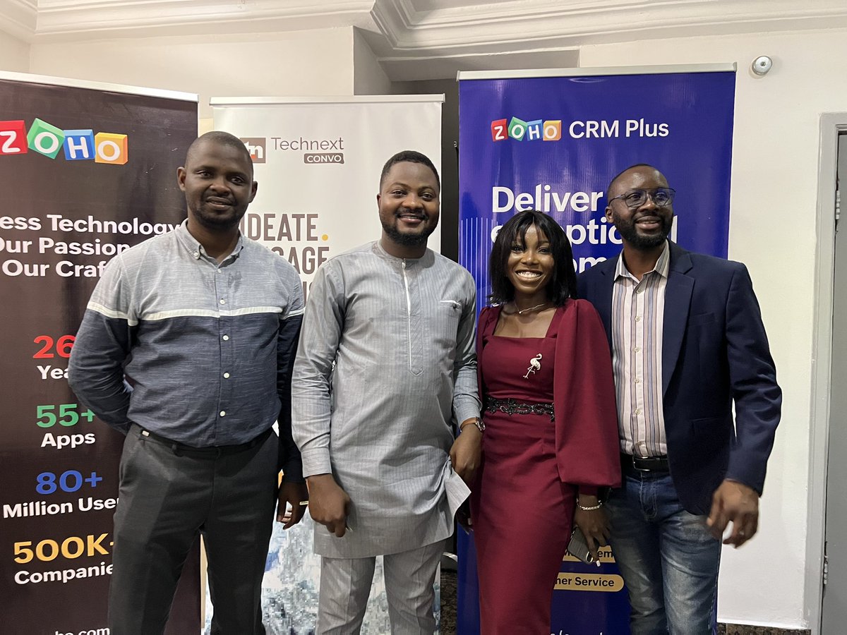 ZohoAfrica's tweet image. Thrilled to join the second edition of @technextdotng in Lagos, Nigeria, exploring geometric growth. An exciting gathering of 100+ tech enthusiasts, stakeholders, and knowledge sharing. 

#Opay #Technext #Africanbusiness #TechnextConvo