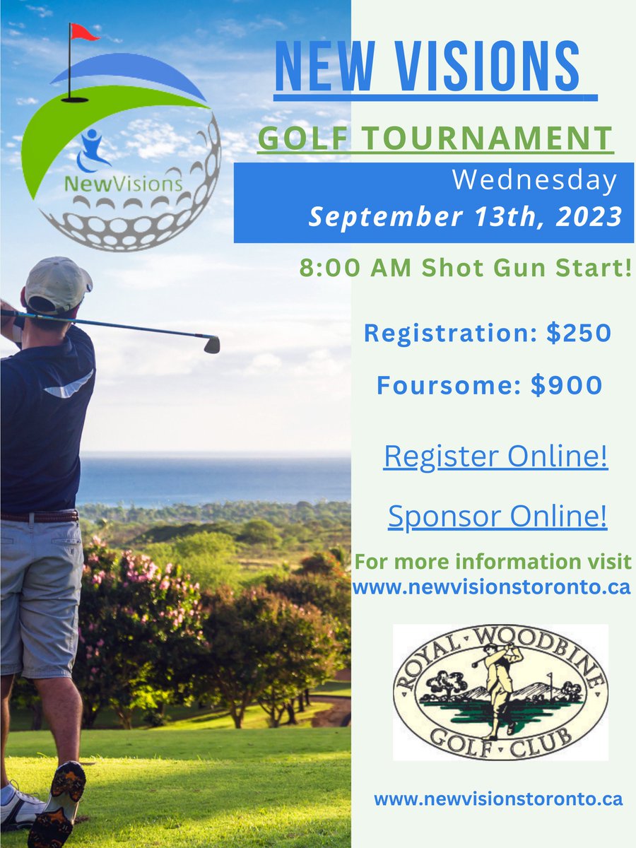 The countdown is on! Only 3 months left until the New Visions Charity Golf Tournament, so head to our website at newvisionstoronto.ca to register now. Let's hit a hole-in-one for inclusion and make a difference together! #CharityGolf #golfsponsorship #inclusion #golf