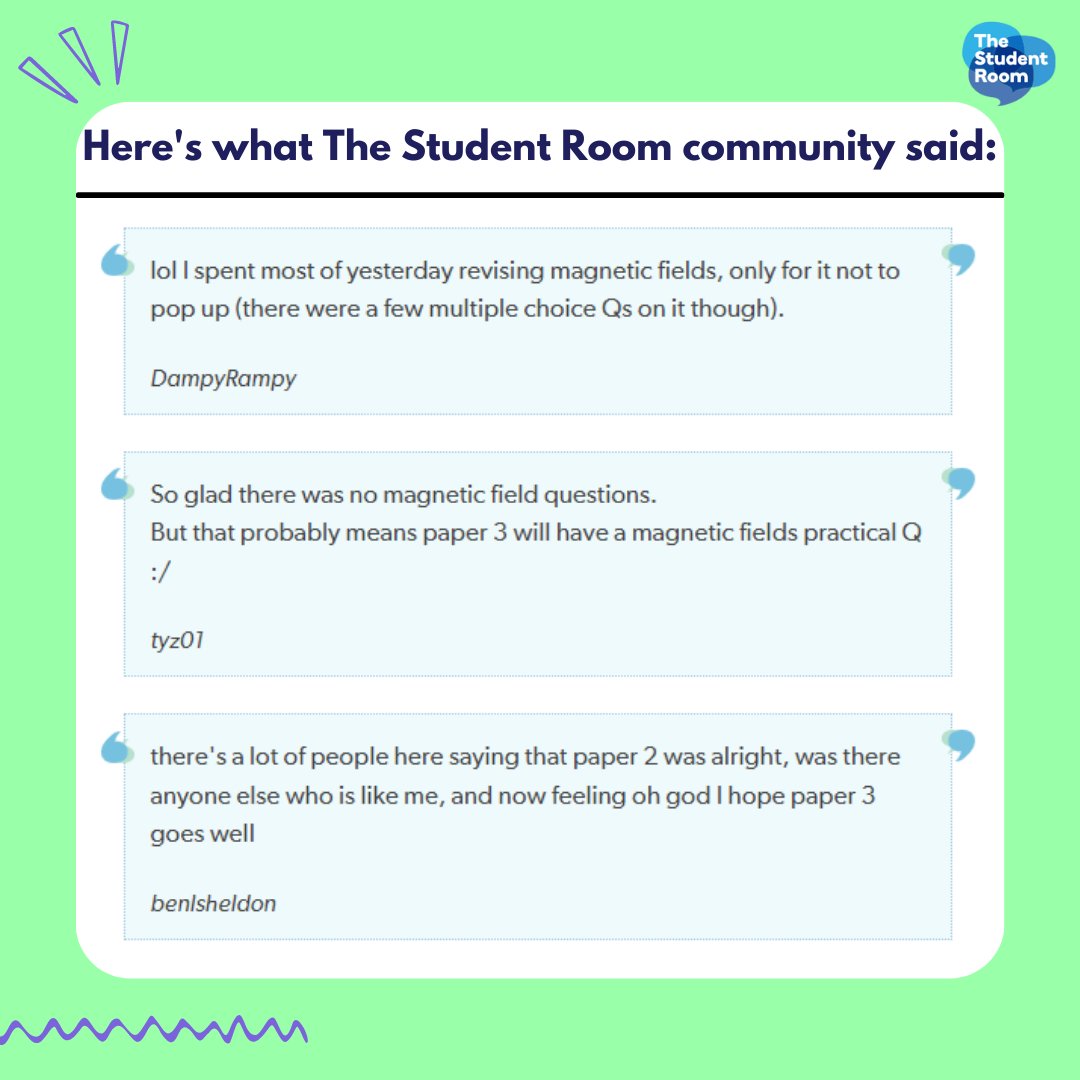 thestudentroom's tweet photo. Here's what The Student Room community said 💬💻 Join the exam discussion 👇
Edexcel: https://t.co/TL331O0Ywl
AQA: https://t.co/8KNzGqNaGv
OCR: https://t.co/gsgfZAxScQ
#alevels2023 #alevel2023 #AlevelPhysics #PhysicsAlevel #Physics #PhysicsPaper2 https://t.co/REsNwmopNl