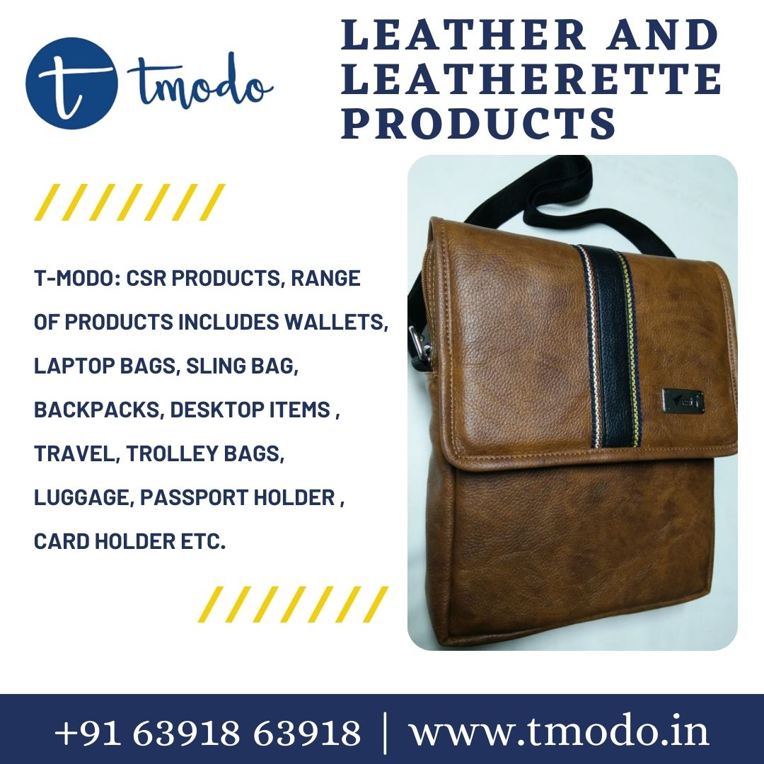 T-Modo: CSR PRODUCTS, Range of products includes Wallets, Laptop Bags, Sling Bag, Backpacks, Desktop items , Travel,  Trolley bags, luggage, passport holder , Card holder  etc.
Phone : +91 982 121 7760, +91 983 398 3358
tmodo.in
#tmodo #leatherbag #leatherproducts