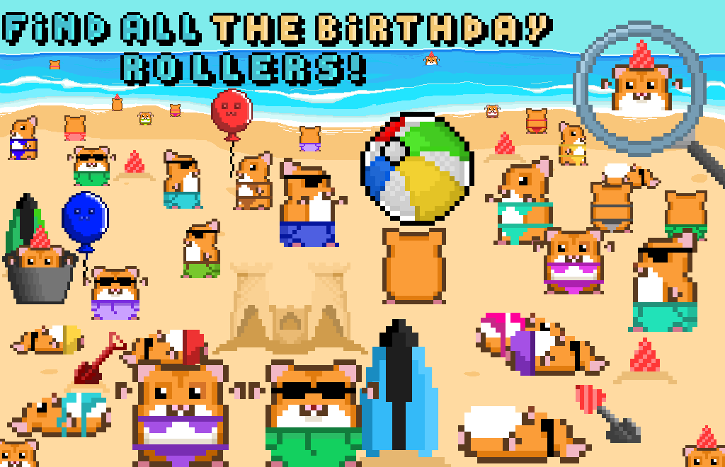 rollercoin_com's tweet image. Happy Friday, Rollers 🥳

This is #RollerQuiz 👩‍🏫 and we start now!

1. Find all the Birthday Hamsters
2. Drop your answer in comments and ❤️ this post

5 random correct answers will get 20 RLT + a RollerMerch Poster!

Art made by Masterpan97 👨‍🎨