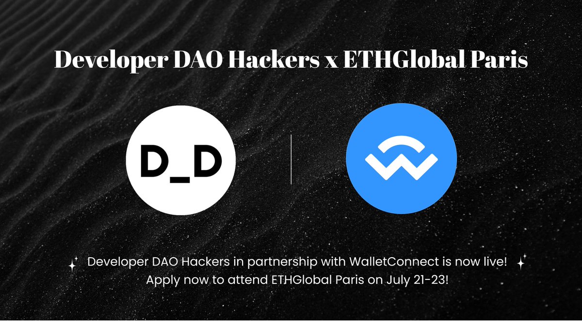 Super excited to announce Hackers Scholarships to <a href="/ETHGlobal/">ETHGlobal</a> Paris for Round 2 of D_D Hackers 🚀 

With support from <a href="/WalletConnect/">WalletConnect</a>, we’ll be sending send developers to hack🙌🏽

**Applications Open** → buff.ly/43qSsec