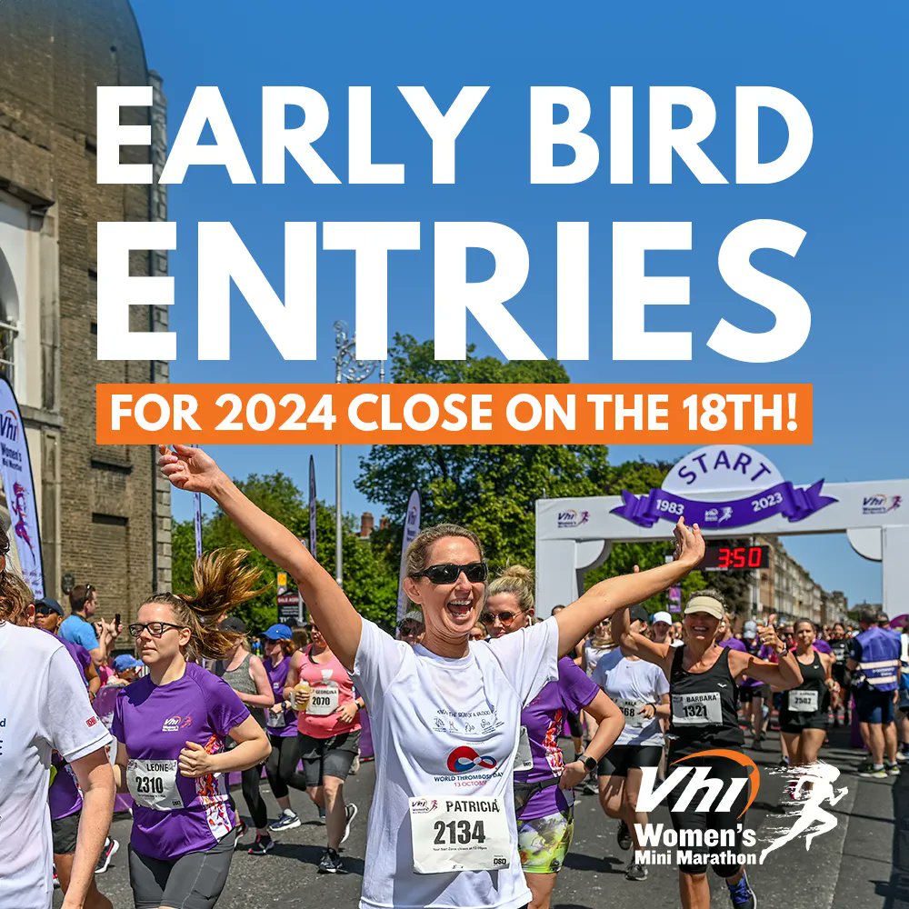DON'T FORGET: our special 2024 Early Bird offer closes on Sunday 18th June! Tickets are €30 plus postage, and are available through the link in our bio 😁 #VhiWMM #ForMeForYou #vhiwomensminimarathon #Dublin #Ireland #10k #minimarathon #funrun