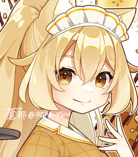 1girl animal ears smile blonde hair solo looking at viewer long hair  illustration images