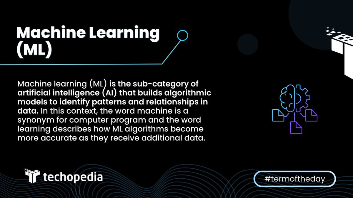 techopedia's tweet image. A machine learning model is simply the output of an ML algorithm that has been run on data.
Learn more: i.mtr.cool/wzvqmxatmt

#MLInsights #DataScience #AlgorithmicModels #IntelligentSystems #MachineLearning101