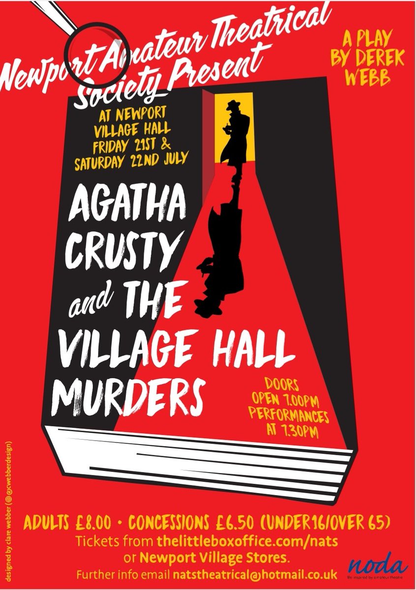 natstheatrical's tweet photo. Tickets are now available for our upcoming production - get them here 👉 https://t.co/JTT3hPhS8e

We're performing the very funny Agatha Crusty and the Village Hall Murders by @derekwebbplays 

Details in the poster 👇

#AmDram #Essex #SaffronWalden #Comedy #theatre #tickets https://t.co/l7Ri7Xk1p1