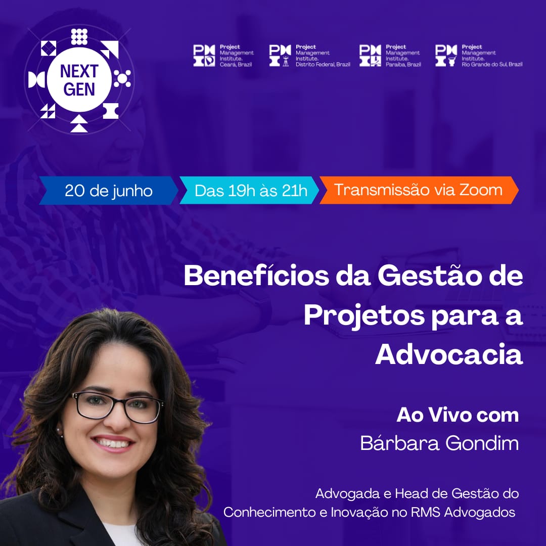 🔊 [NEXT GEN] Venham conosco nessa jornada sobre Gestão de Projetos na Advocacia.

👉 Participe: bit.ly/3NvgOOB

#pmice #pmibrasil #pmilatam #pmi #nextgen #novageração