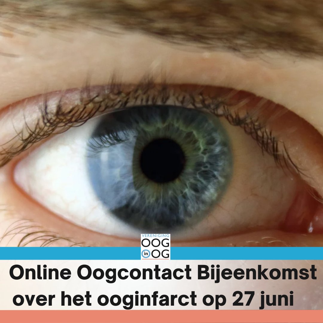 Speciaal voor leden van Vereniging OOG in OOG die met een ooginfarct te maken hebben of hebben gehad houden wij een Online Oogcontact Bijeenkomst opdinsdag 27 juni van 20.00 uur tot 21.30 uur. Aanmelden kan tot 25 juni.

Meld je hier aan: ap.lc/APY1i

#ooginfarct
