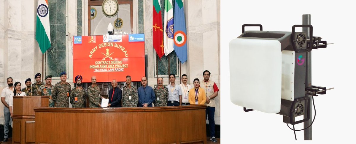 Rahulk123d's tweet photo. #UPDATE : #IndianArmy signed the contract for procurement of Tactical LAN Radio #TACLAN today.
- Contracted through #iDEX channel, #TACLAN will provide significant capability enhancement in long range secure communication for troops deployed in difficult terrain.
Transformation of #IndianArmy under the leadership of #PMModi ji.
#AatmanirbharBharat #OnPathToTransformation