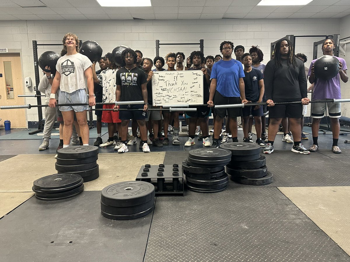 Would like to thank <a href="/NCHSAA/">NCHSAA</a> for selecting Pasquotank County for their weight room equipment grant. Was able to go from working out 20 athletes to 50 athletes at the same time.