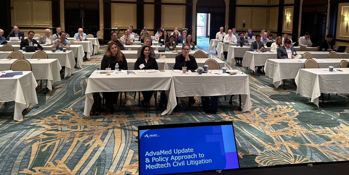 ChrisMedTech's tweet image. My view from the podium. Thanks ⁦@MedmarcIns⁩ for convening medtech summit &amp;amp; support of ⁦@AdvaMedUpdate⁩   Frivolous litigation corrodes innovation and impedes patient access to lifesaving technologies.