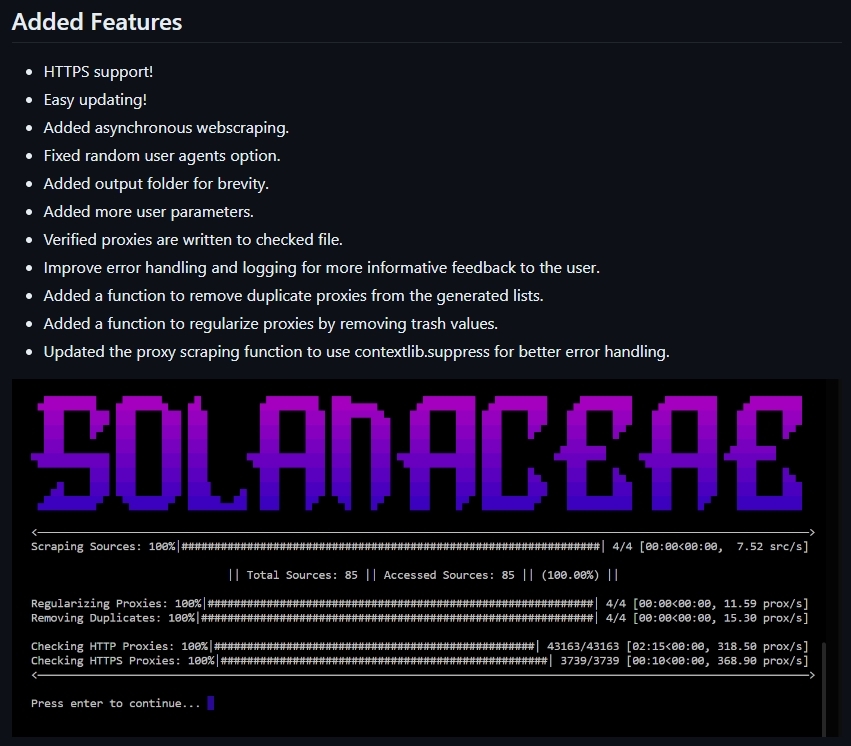 hack_git's tweet image. proXXy

A super simple multithreaded proxy scraper; scraping &amp;amp; checking ~50k HTTP, HTTPS, SOCKS4, &amp;amp; SOCKS5 proxies.

github.com/Atropa-Solanac…

#privacy #infosec #pentesting
t.me/hackgit/8984