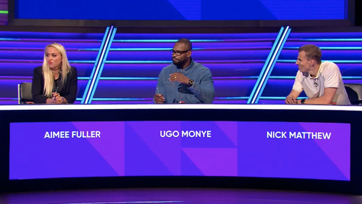 👋 Let's say hello to tonight's guests. Joining @SamanthaQuek... 🥇 @JoeChoongy 🏉 Jon Wilkin And on @ugomonye's team... 🏂 @aimee_fuller ⚫️ @nickmatthew 📺 Hosted by @PaddyMcGuinness, join us at 8:00pm on BBC One & @BBCiPlayer.