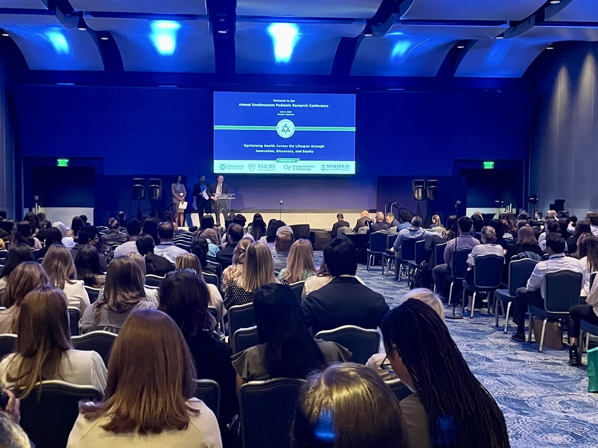 Getting the day started with our #pedsresearch2023 Conference Co-Chairs, Drs. Jaydev Desai, Erica Johnson, and @saulkarpen! You can view the full program for the day using the QR code on your badge or by clicking here: bit.ly/3WQj2uS