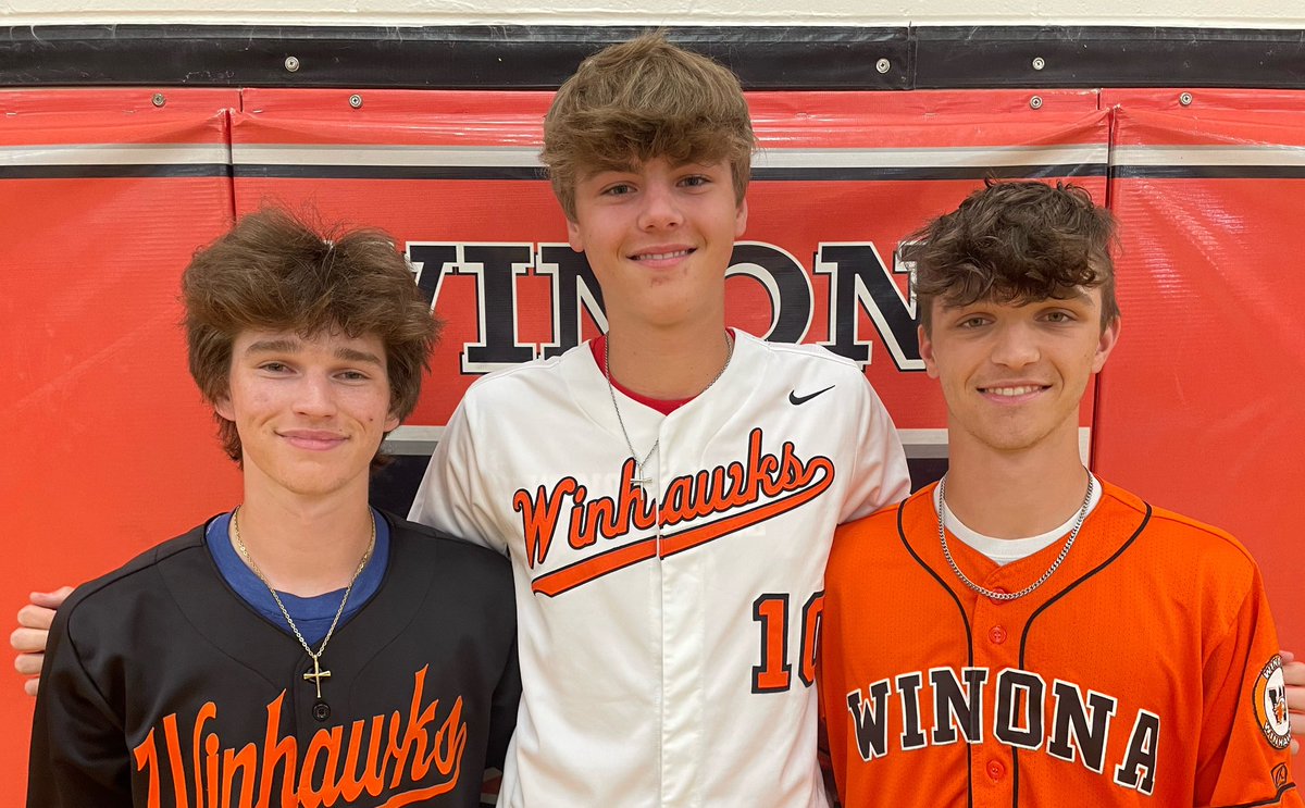 WinhawkB's tweet image. Congratulations to Tyler K., Carson J., and Jonathon H. on being named our 2024 Winhawk Baseball Captains!  Go Winhawks!