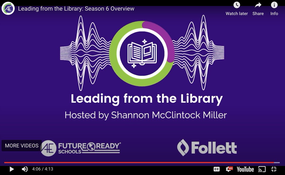 That's a wrap!  

You will find the Leading from the Library Podcast Season 6 recap and all 12 episodes with amazing guests here, friends. 

The. #FutureReadyLibs podcast Is a great way to learn all summer long. :) 

buff.ly/3CmBt0C

#tlchat #futureready #ISTElib #edchat