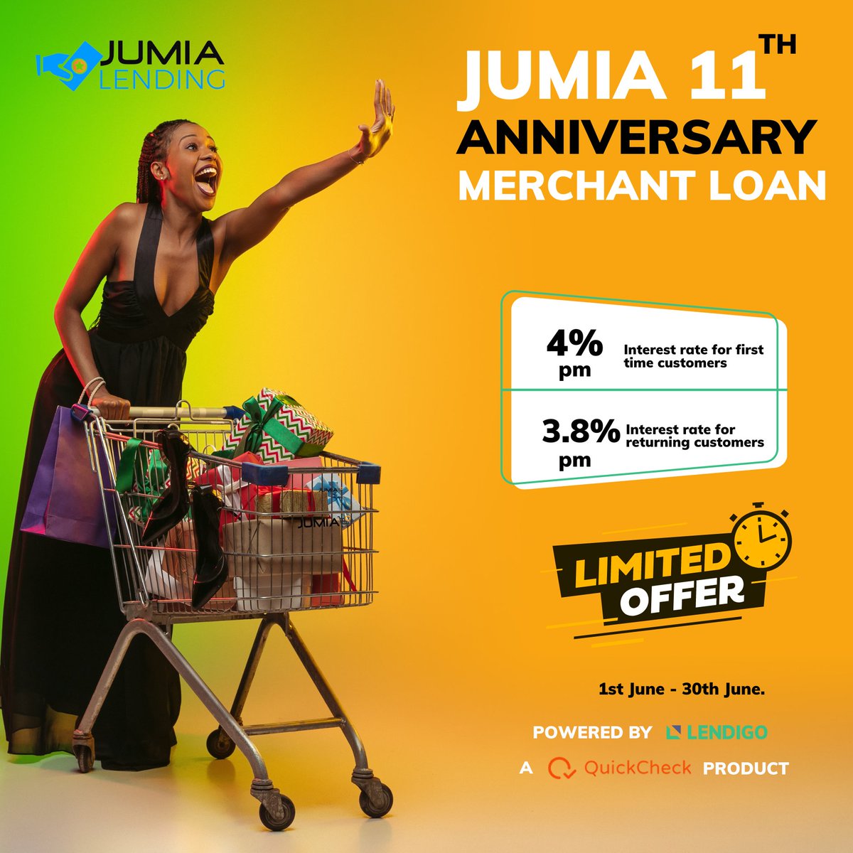 Lendigo_ng's tweet photo. HEARD OF THE JUMIA MERCHANT LOAN courtesy of Lendigo?

We have partnered with the amazing people at Jumia toward her forthcoming JUMIA 11th anniversary.

In partnership with JUMIA lending, we will be providing merchant loans to users on the Jumia platform.

#lendigo #lending https://t.co/kgd5FycAAT