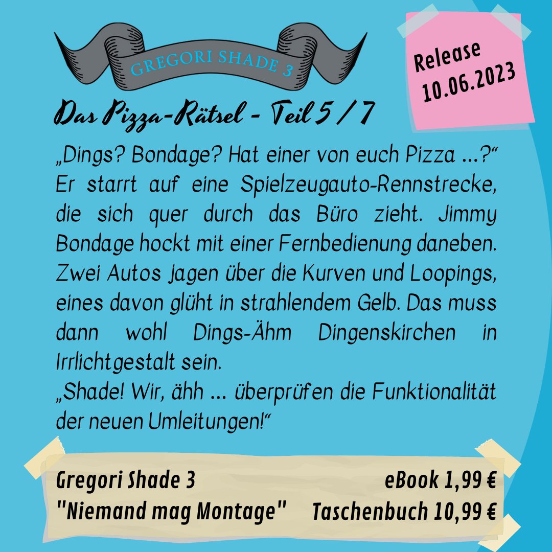 Das Rätsel um die bestellte Pizza führt Greg in ein besonders unangenehmes Gebiet: Das Büro seiner Kollegen. Zwar stößt er hier auf verborgene Aktivitäten, des Rätsels Lösung ist jedoch nicht darunter.

#fantasybookseries #gregorishade #krimi #Buchwerbung #Schnipsel #comingsoon