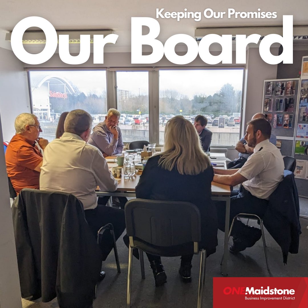 OneMaidstone BID is overseen by our board of Directors. The board is made up of local businesses who represent the wider business community. 

Our board meet regularly to discuss and review the work of the team and to ensure we are fulfilling our Business Plan promises.