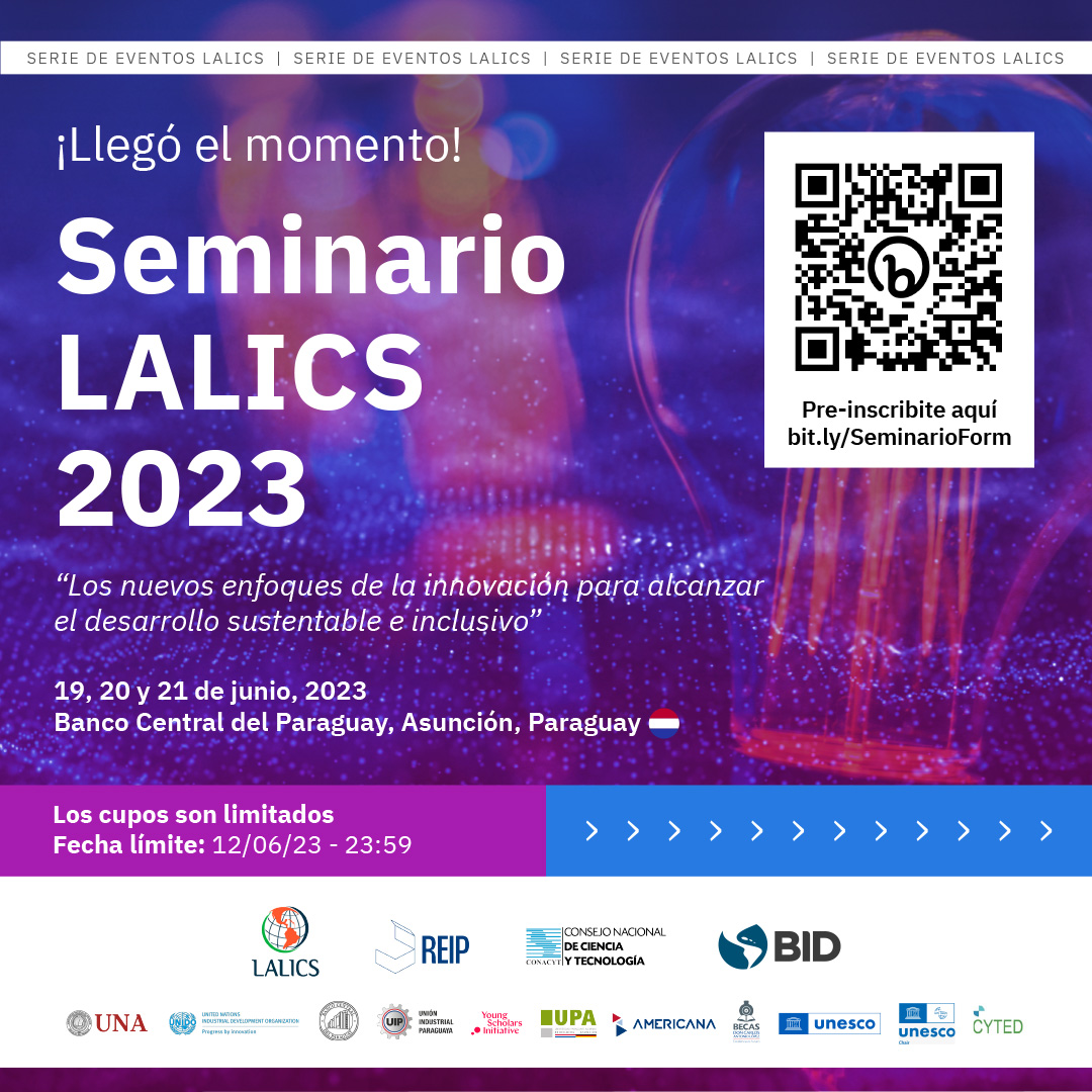 Conacyt Paraguay (@conacytparaguay) on Twitter photo 📢𝐒𝐞𝐦𝐢𝐧𝐚𝐫𝐢𝐨 𝐋𝐀𝐋𝐈𝐂𝐒 𝟐𝟎𝟐𝟑
¡El Seminario de Ciencia, Tecnología e Innovación más grande de Latinoamérica y el Caribe en Paraguay! 🙌
📅 19, 20 y 21 de junio, en el <a href="/InstitutoBCP/">Instituto BCP</a>
🎊 Vení a conocer a los principales referentes del ecosistema C+T+I 🎉 📢𝐒𝐞𝐦𝐢𝐧𝐚𝐫𝐢𝐨 𝐋𝐀𝐋𝐈𝐂𝐒 𝟐𝟎𝟐𝟑
¡El Seminario de Ciencia, Tecnología e Innovación más grande de Latinoamérica y el Caribe en Paraguay! 🙌
📅 19, 20 y 21 de junio, en el <a href="/InstitutoBCP/">Instituto BCP</a>
🎊 Vení a conocer a los principales referentes del ecosistema C+T+I 🎉