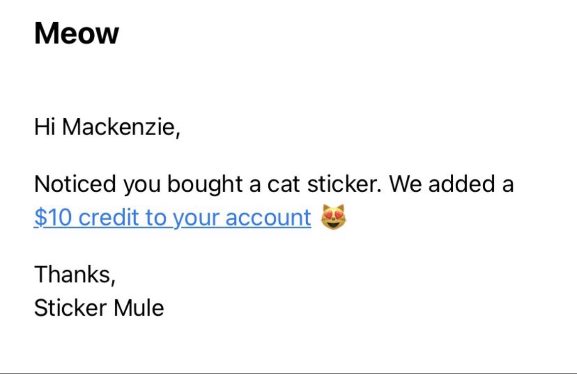 Just some great email marketing here. @stickermule 😻