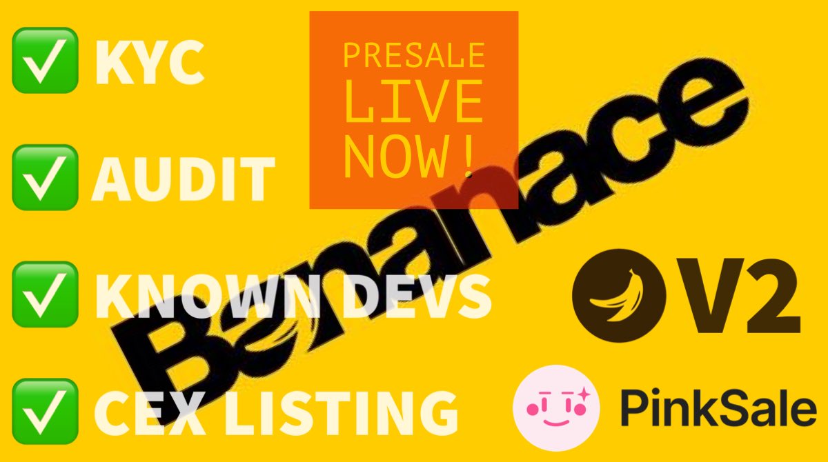 $NANA Erc20 presale is LIVE! #Bananace <a href="/pinkecosystem/">PinkSale (Pink Ecosystem)</a> #fairlaunch #ETH #ERC20

pinksale.finance/launchpad/0x87…