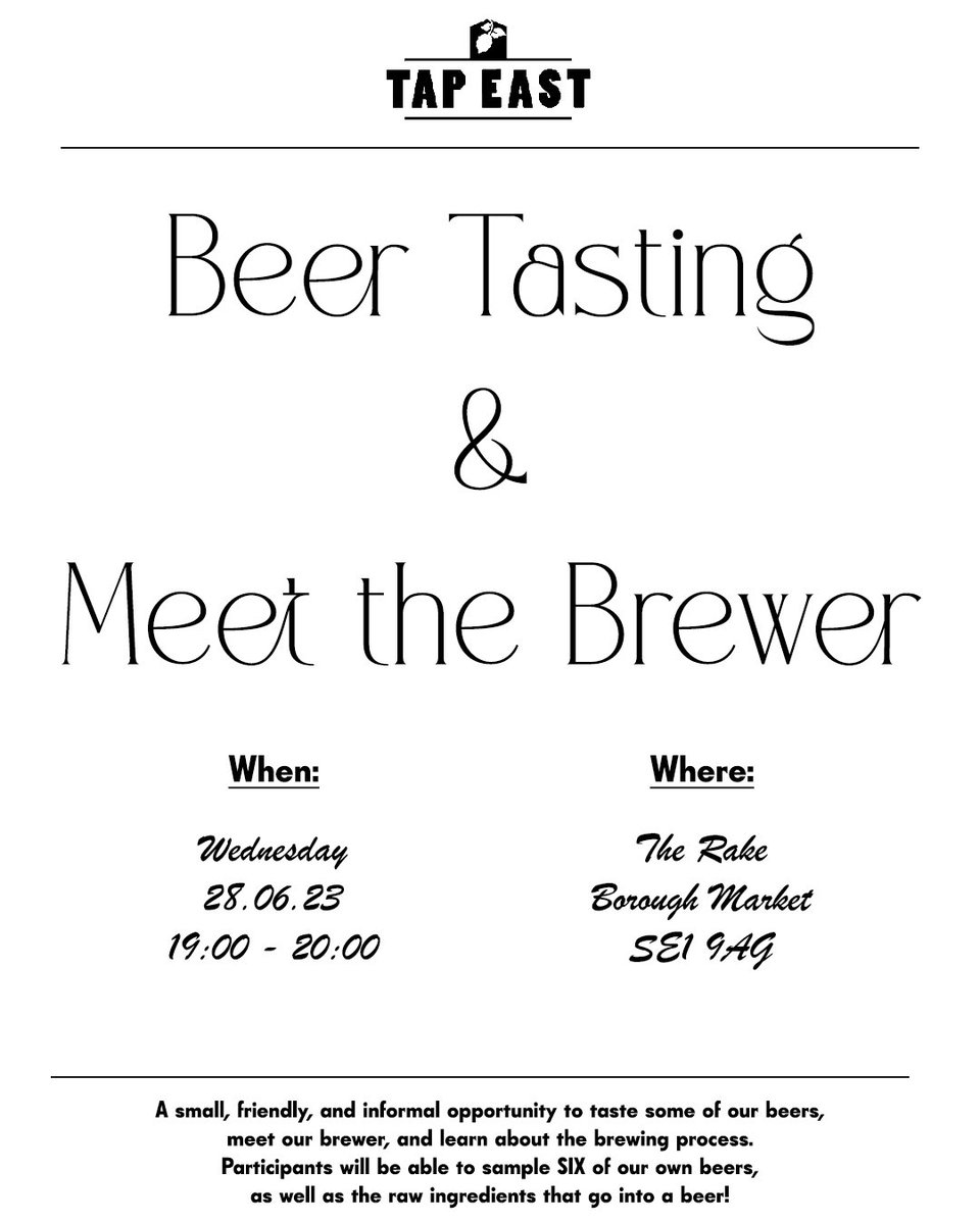 Utobeer's tweet image. Tickets are still available for our meet the brewer. eventbrite.com/e/tap-east-bee…
