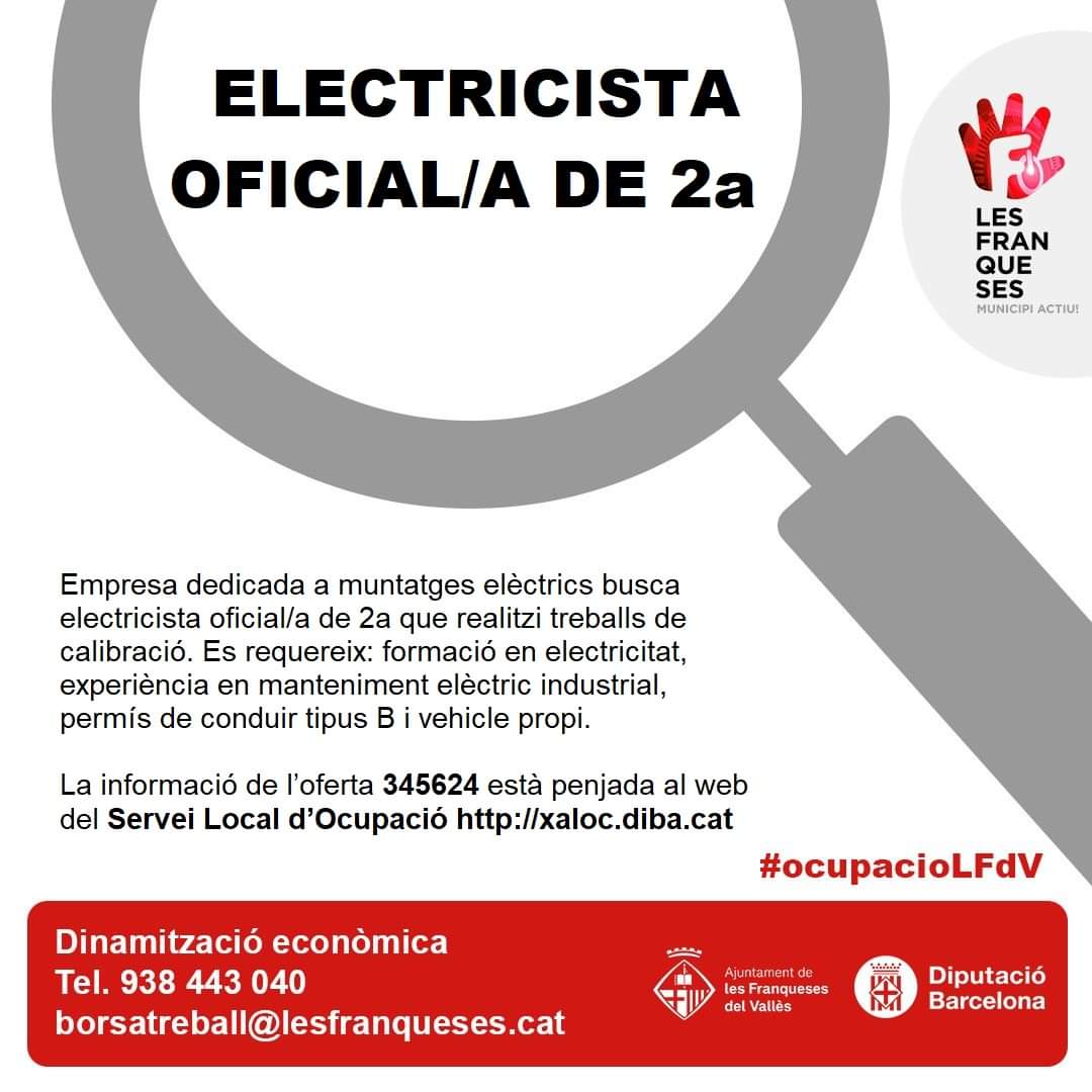 Tenim nova oferta de feina, si creus que et poden interessar, truca al telèfon 938 443 040 o escriu a borsatreball@lesfranqueses.cat 
#OcupacioLFdV #LesFranqueses #SomDeLesFranqueses #seguim #jxlf